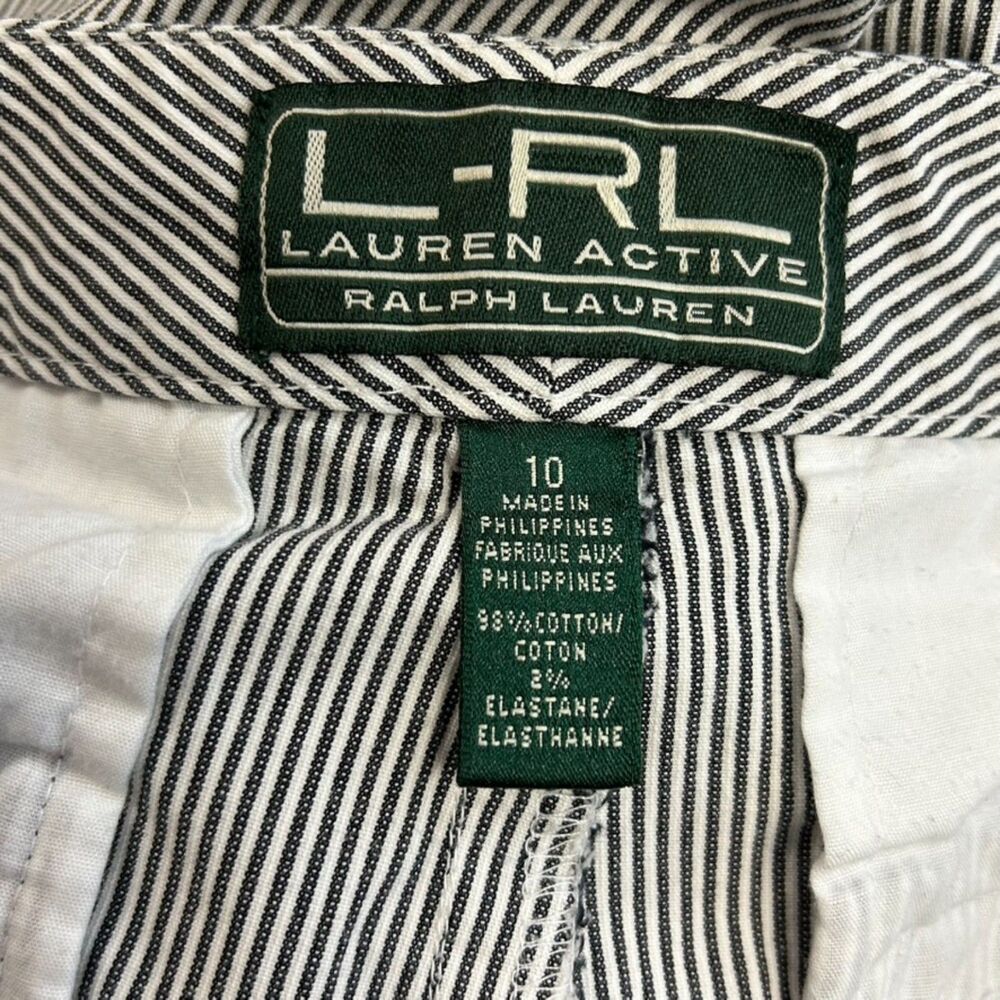 Lauren Ralph Lauren Black White Pinstripe High Rise Bermuda Shorts Sz 10 - Picture 10 of 15
